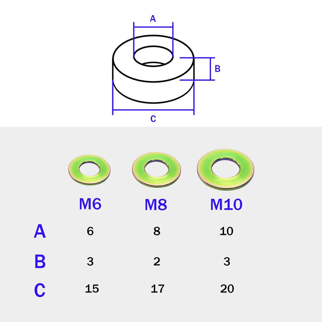 TC4 Titanium Step Washers M6 M8 M10 Lock Washer for Screws Nuts Bolts