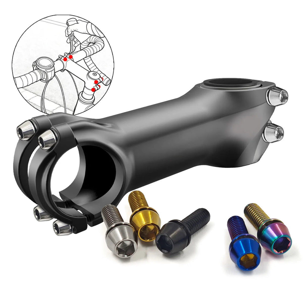 6 Pieces Titanium Bolts Hexagon Socket M5x16 18 20mm Tapered Head Screw for MTB Bike Bicycle Stem Parts Main image