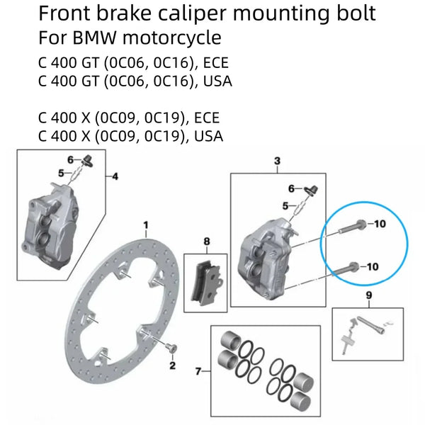 2Pcs Titanium Bolt Front Brake Caliper Mounting Screws for BMW Motorcycle C400 GT C400 X