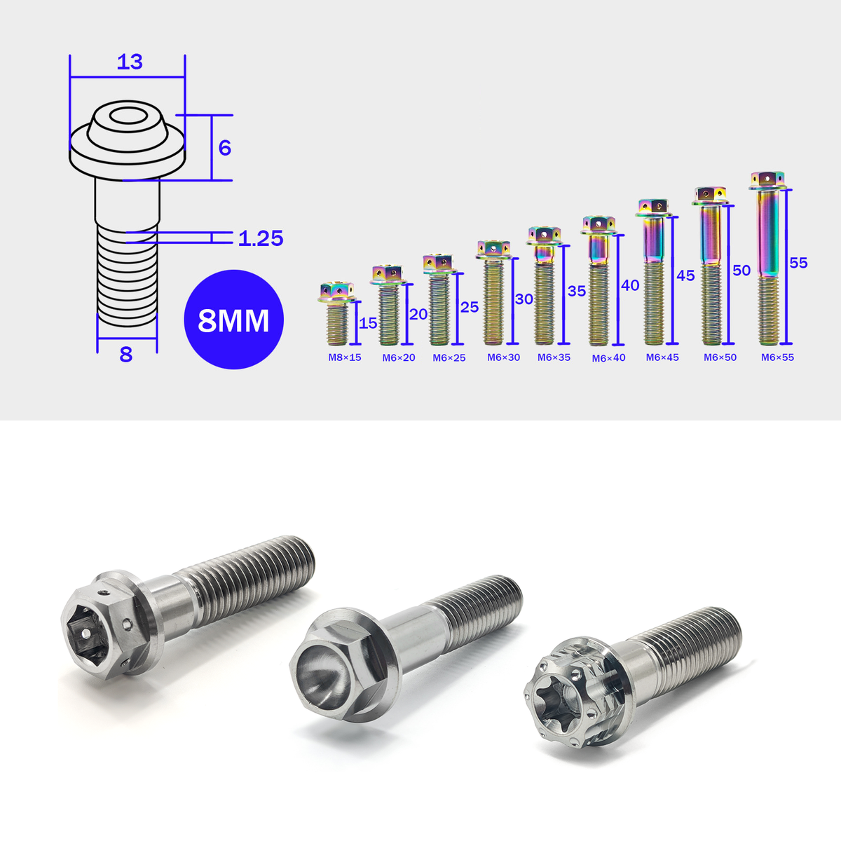 2Pcs Titanium Bolt M8x25mm Front Brake Caliper Screw for HONDA WAVE 125 CBR 150R ZOOMER-X MSX125(GROM) CLICK125 MOOVE motorcycle